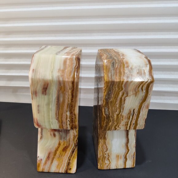 Vintage Banded Onyx Horsehead Bookends - Picture 2 of 5
